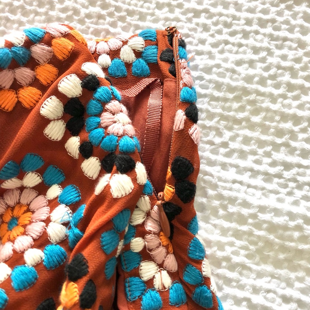 NWOT Anthropology Boho Tile-Embroidered Maxi Skirt in Rust - Picture 7 of 9